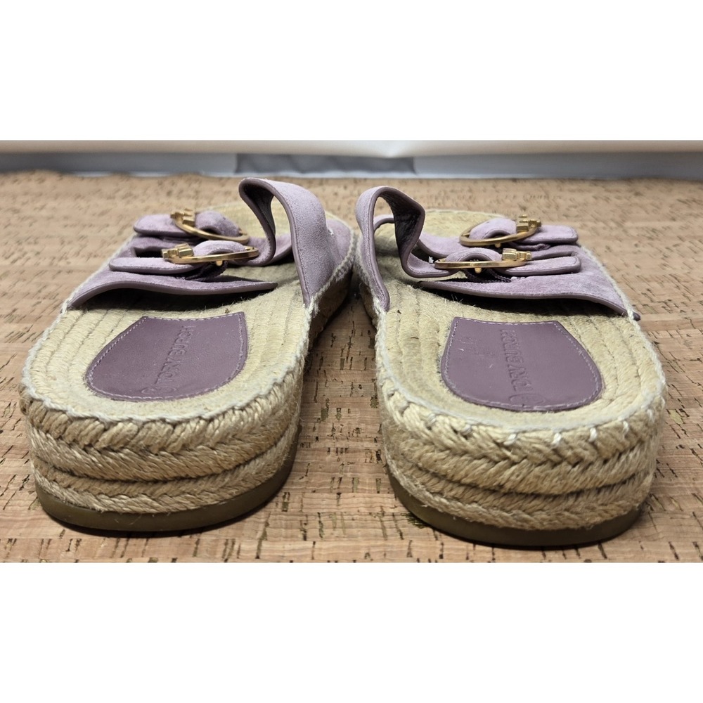 Tory Burch Sandals Womens 7M Selby Espadrille Flats Strappy Ring Logo leather - Picture 4 of 9